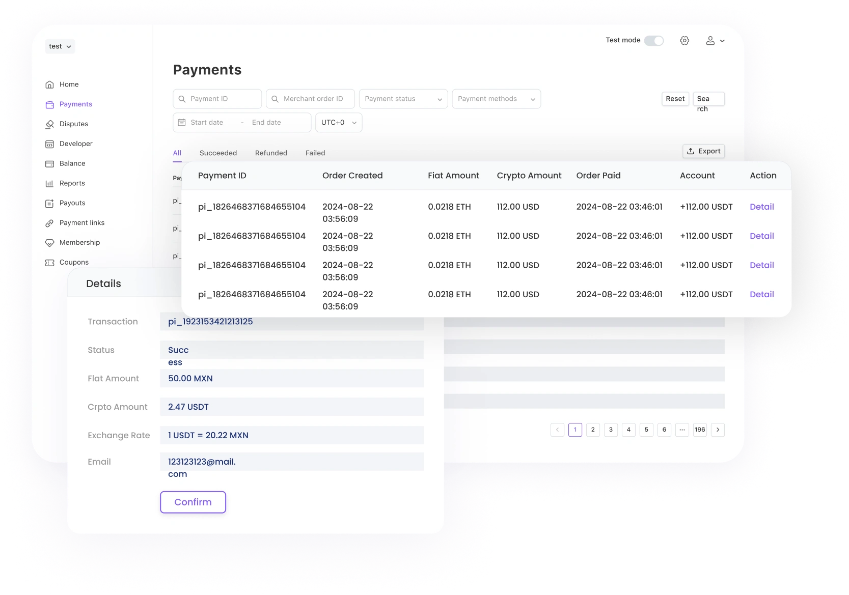 Dashboard riconciliazione WooshPay