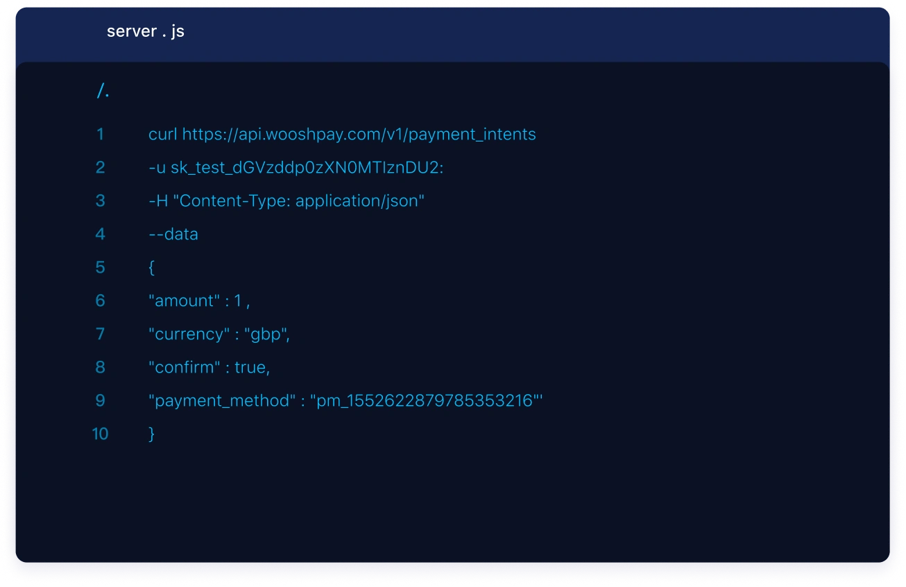WooshPay 결제 API 예시