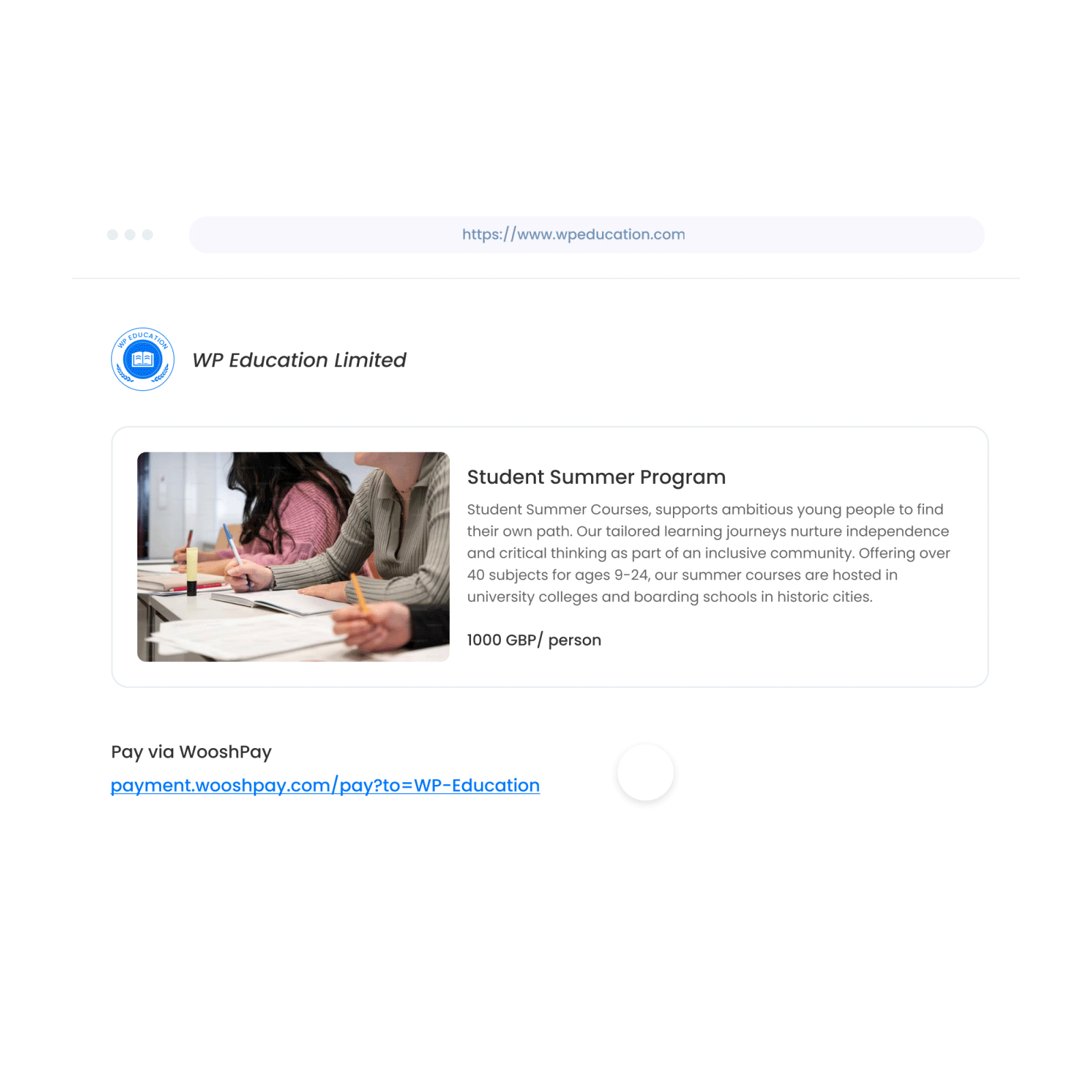 WooshPay 支付链接工作流程