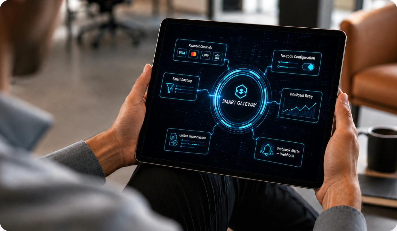 Tableau de bord de configuration des canaux de paiement Smart Gateway