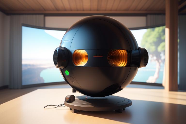 A futuristic projector displaying the interactive atlas