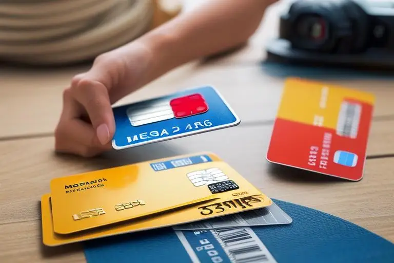 A series of graphics representing the intricate process of a credit card transaction